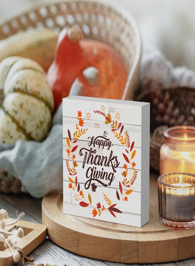 WRSUNT Rustic Happy Thanksgiving Wooden Box Sign Fall Cute Sign Retro Farmhouse Decorative Wood Box Sign Block Plaque for Wall Desk Home Bathroom Decoration 5 x 5 Inches - Image 5